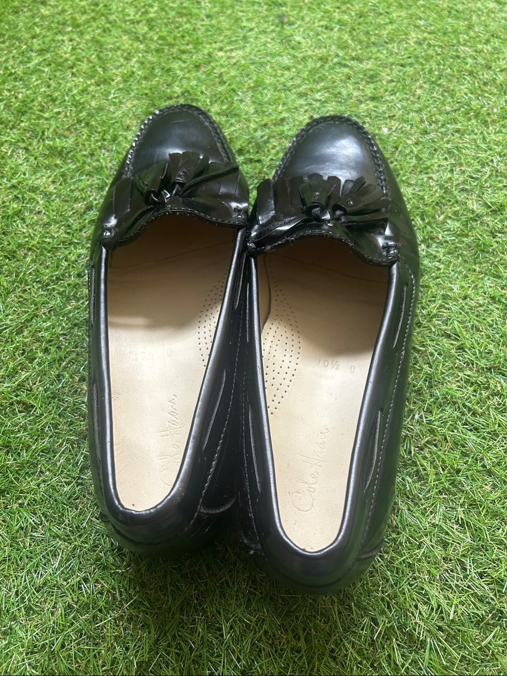 Cole Hann Black Tassel Patent Leather Loafers - Picture 3 of 6